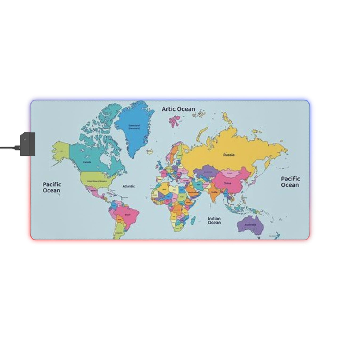 Colorful World Map LED Gaming Mouse Pad - Perfect for Gamers & Home Offices