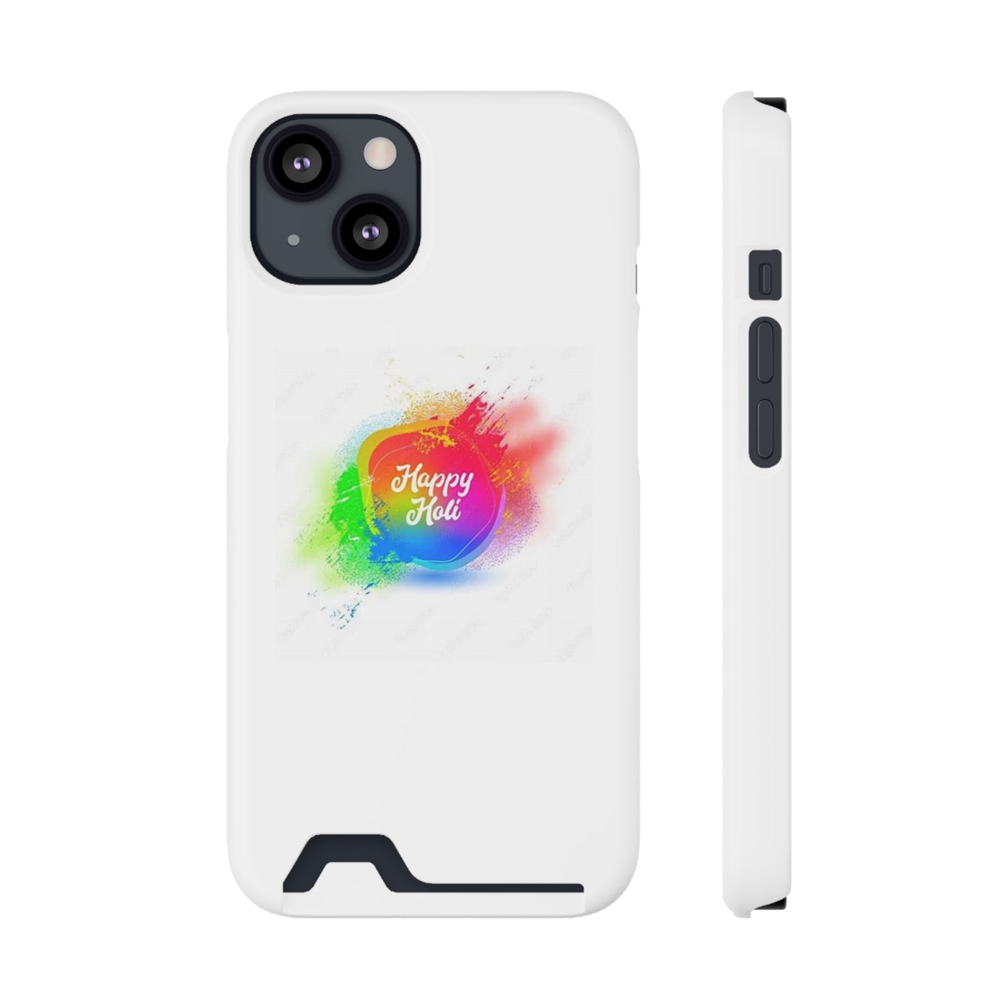 Happy Holi Phone Case with Card Holder - Colorful Festival Accessory