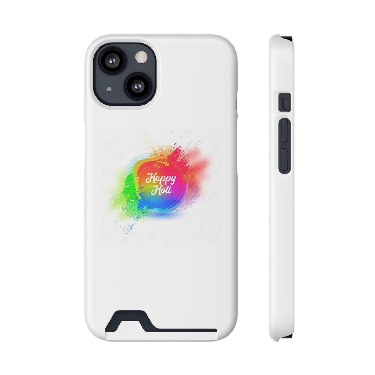 Happy Holi Phone Case with Card Holder - Colorful Festival Accessory