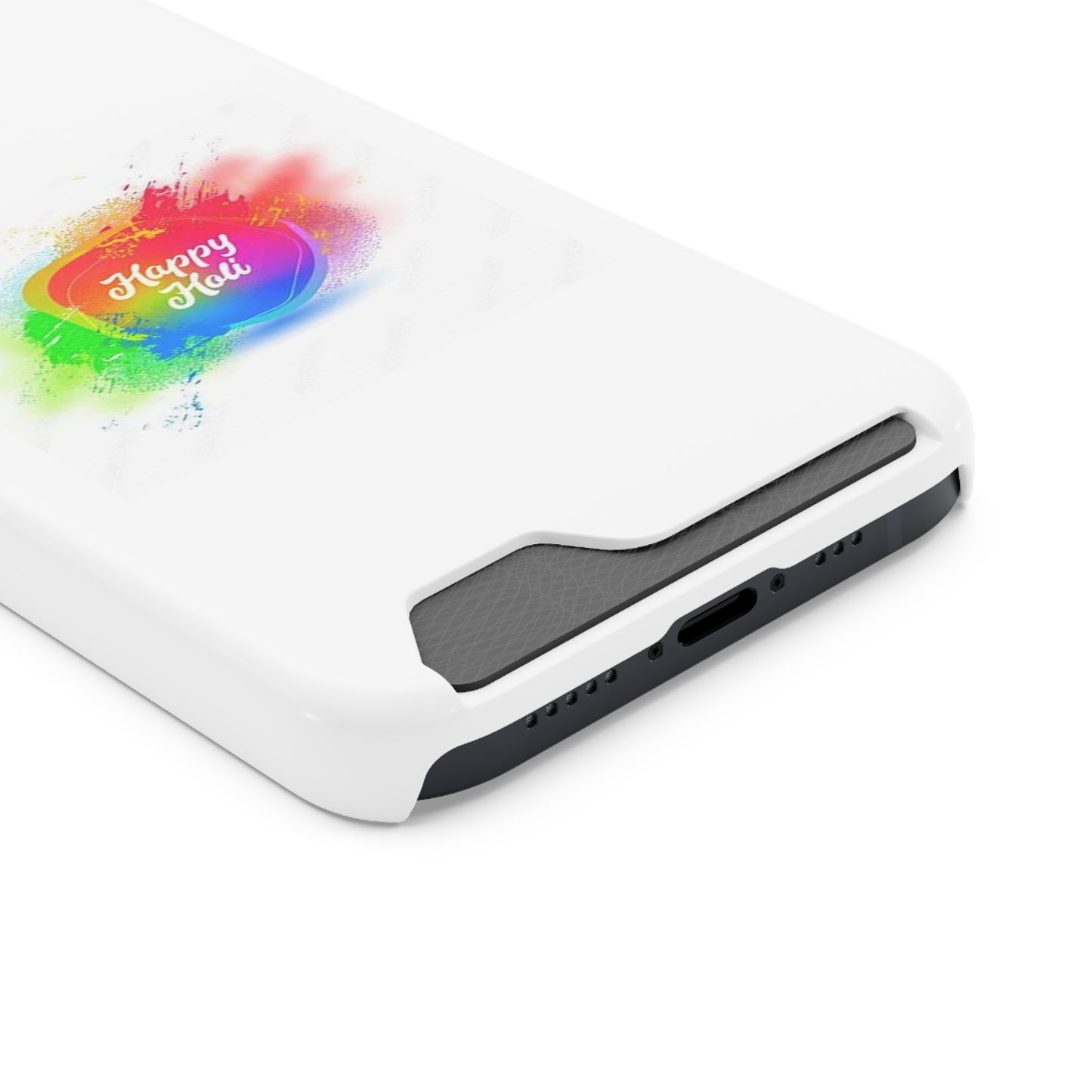 Happy Holi Phone Case with Card Holder - Colorful Festival Accessory