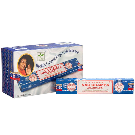 Set of 12 Sai Baba Nagchampa Incense Sticks by Satya (12/50)